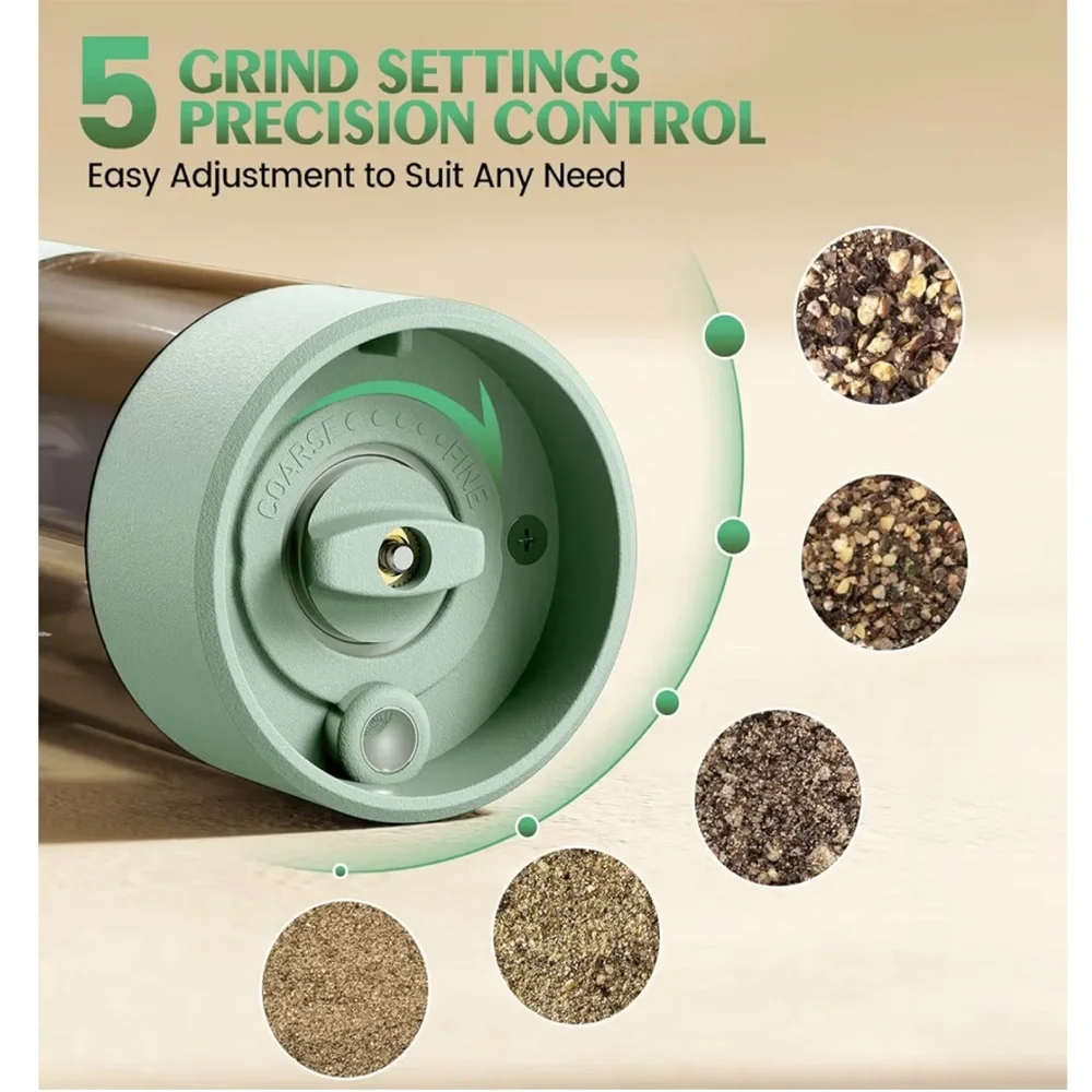 Electric Salt and Pepper Grinder Set - Mint Green